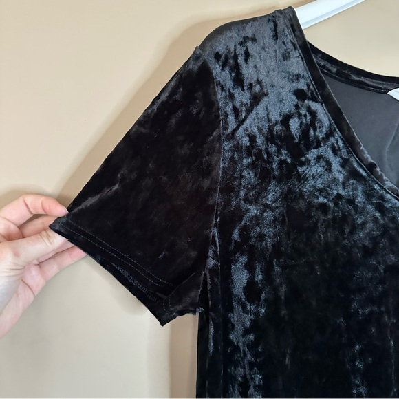 Chrushed Velvet Legging Tee Women L Black Shirt VNeck Tunic Length Y2K Phoebe - Picture 4 of 10